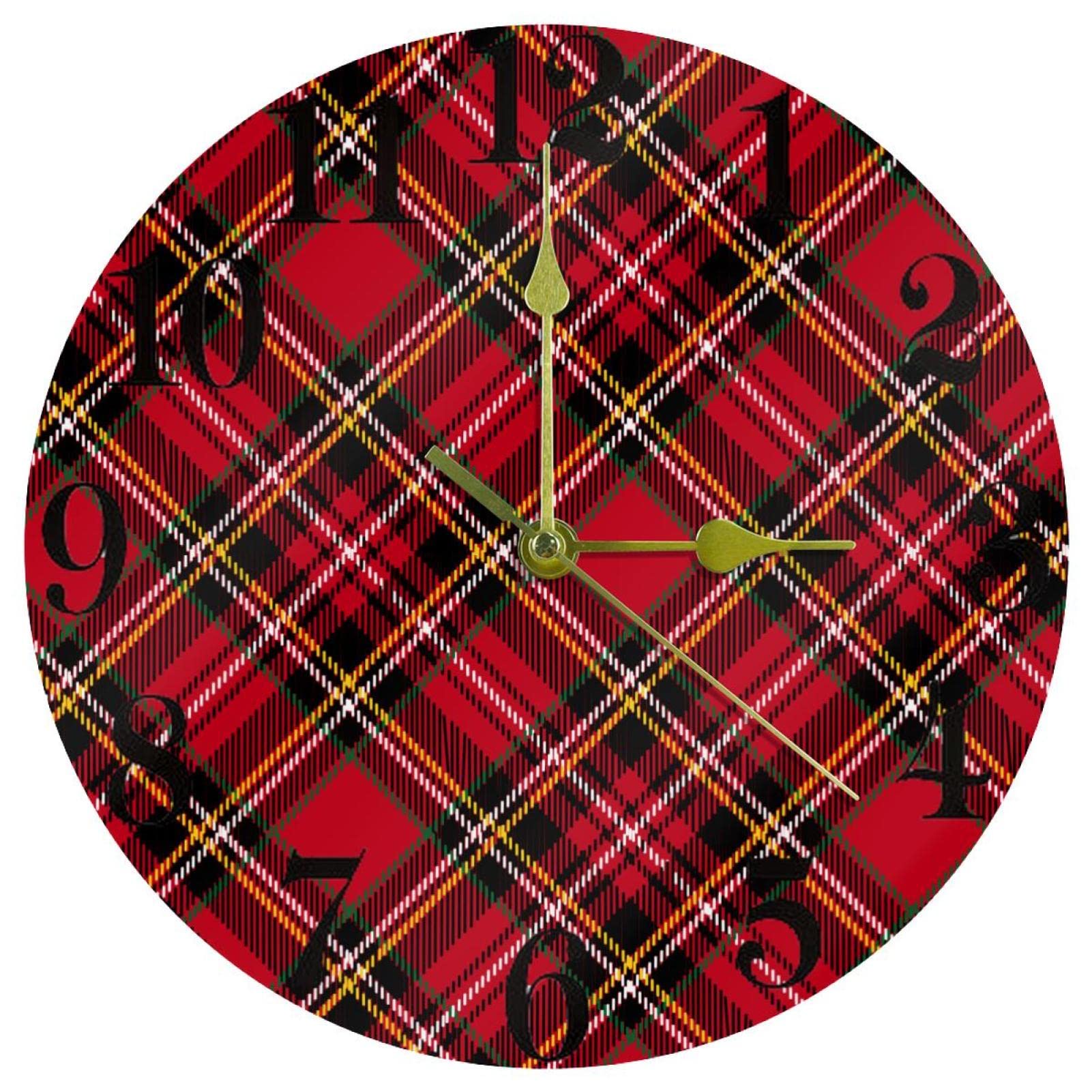 Horloge murale rouge silencieuse de 25 cm à quartz sans tic-tac