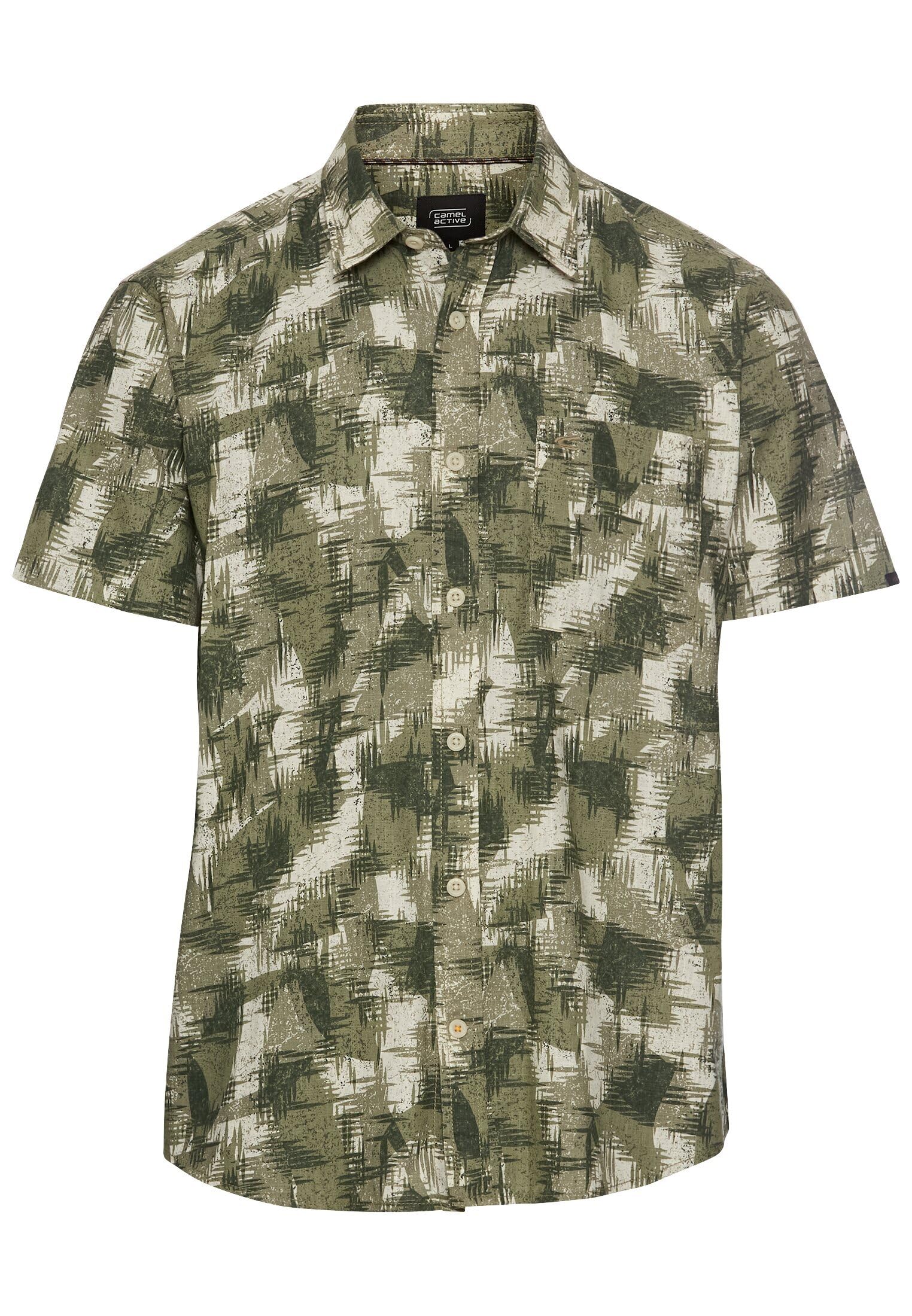 Camel Active Men's Green Herren Kurzarmhemd Mit Strukturmuster Grün, Wear-L T-Shirt, L