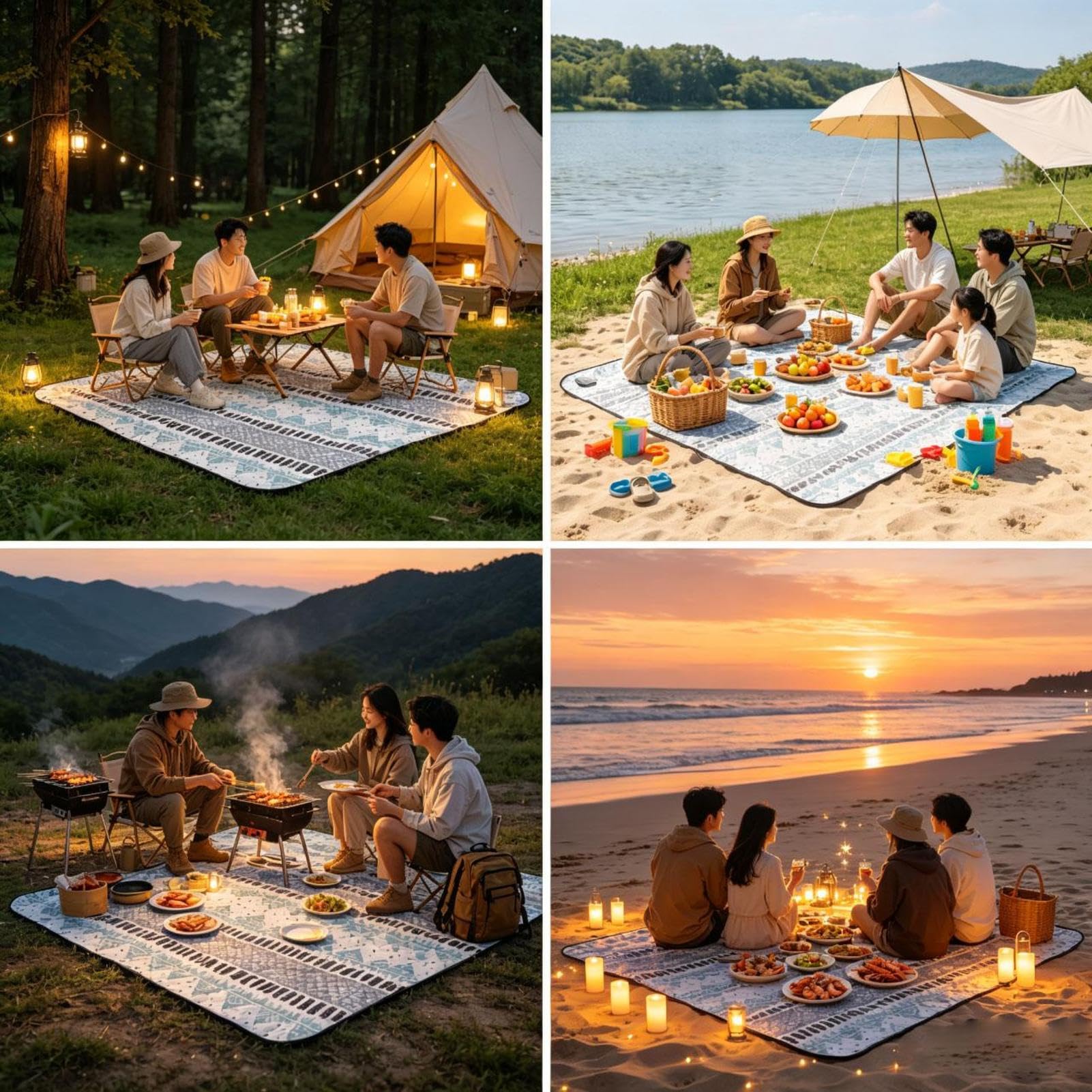 Grande Couverture De Pique-Nique Tapis Imperméable Et Anti-Sable 200x200 cm