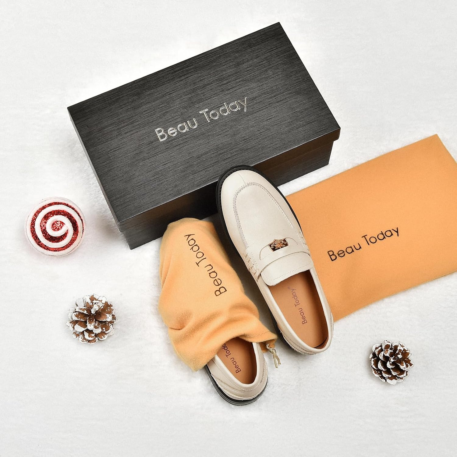 BEAU TODAY Platform Loafers for Women,Chunky Loafers Women,Leather Comfortable Shoes,Lug Sole Metal Buckle Business Work Shoes Black - Image 2