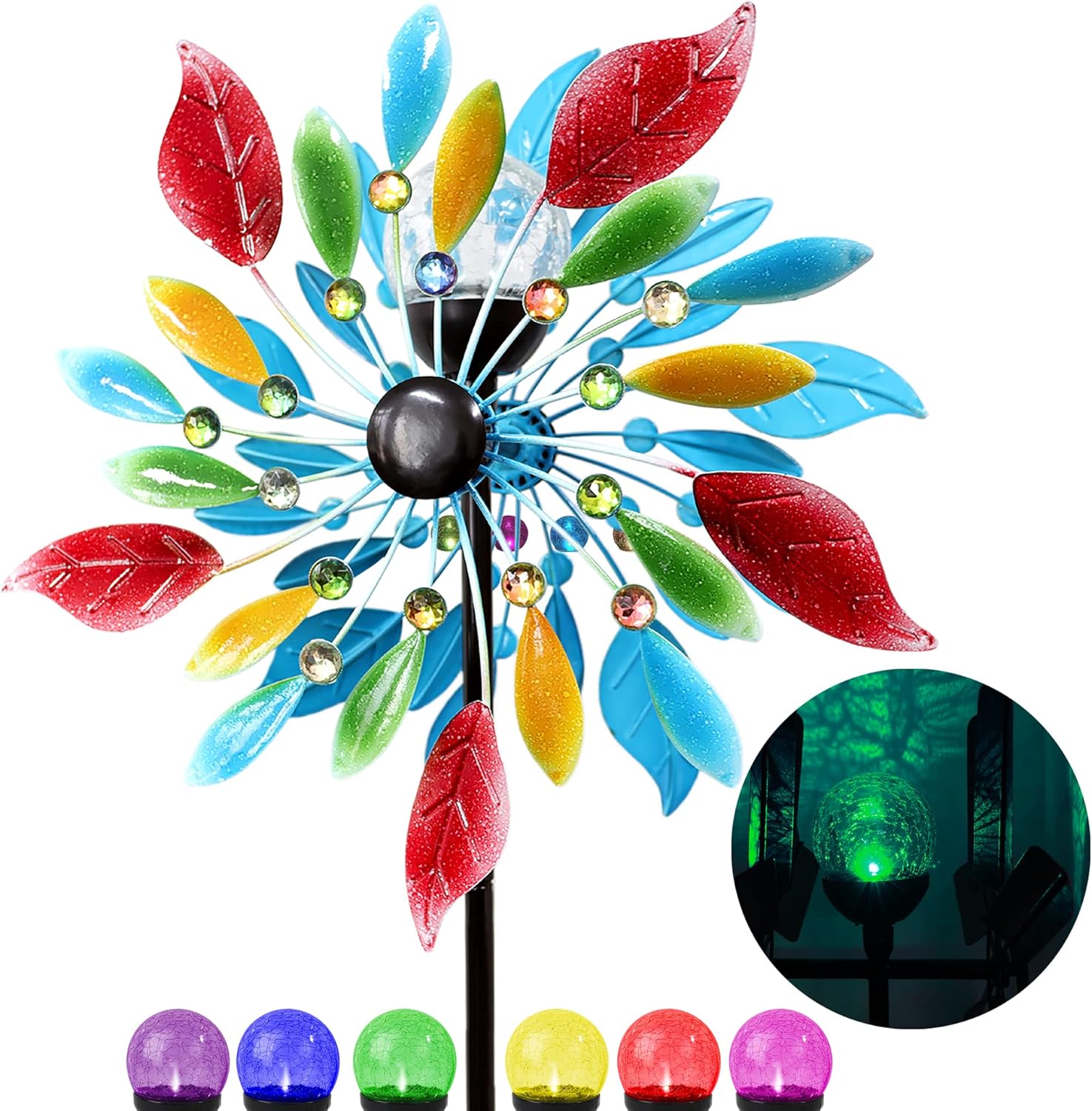 ZELLOA Metal Wind Spinners for Yard and Garden Outdoor,360 Degree Windmill with Double Wind