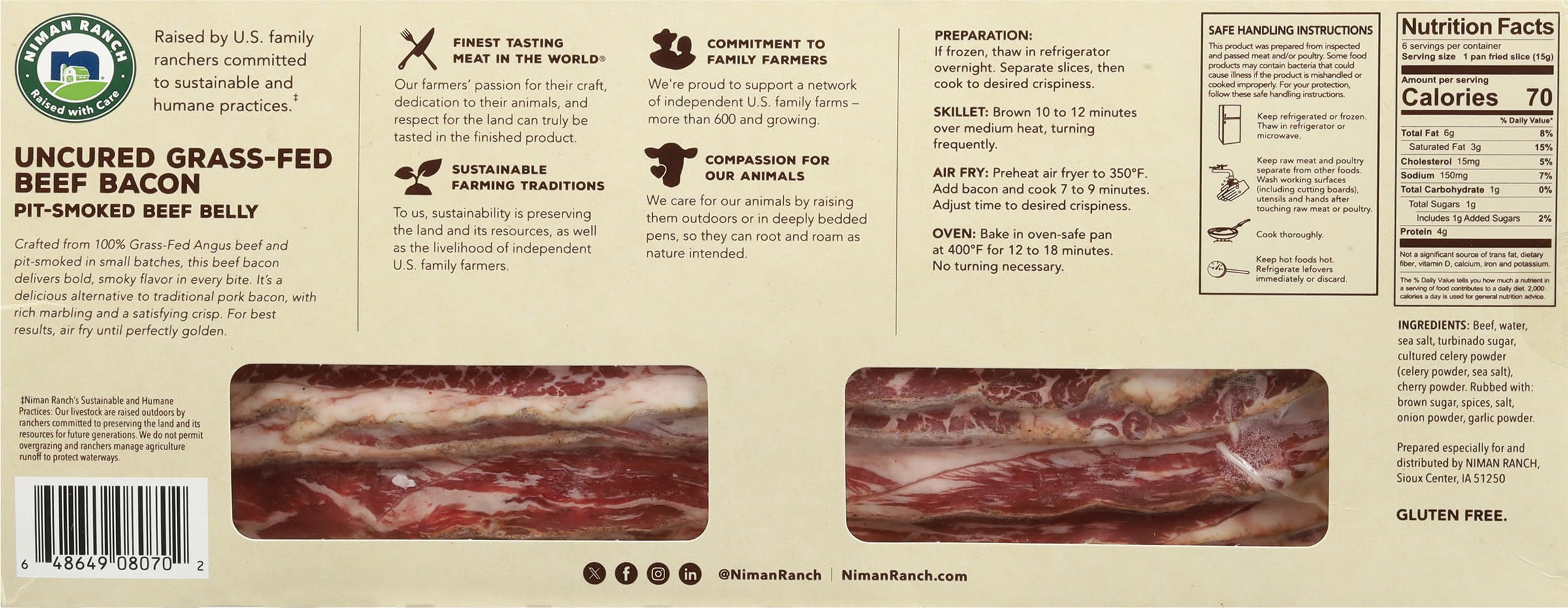 Uncured Grass-Fed Beef Bacon