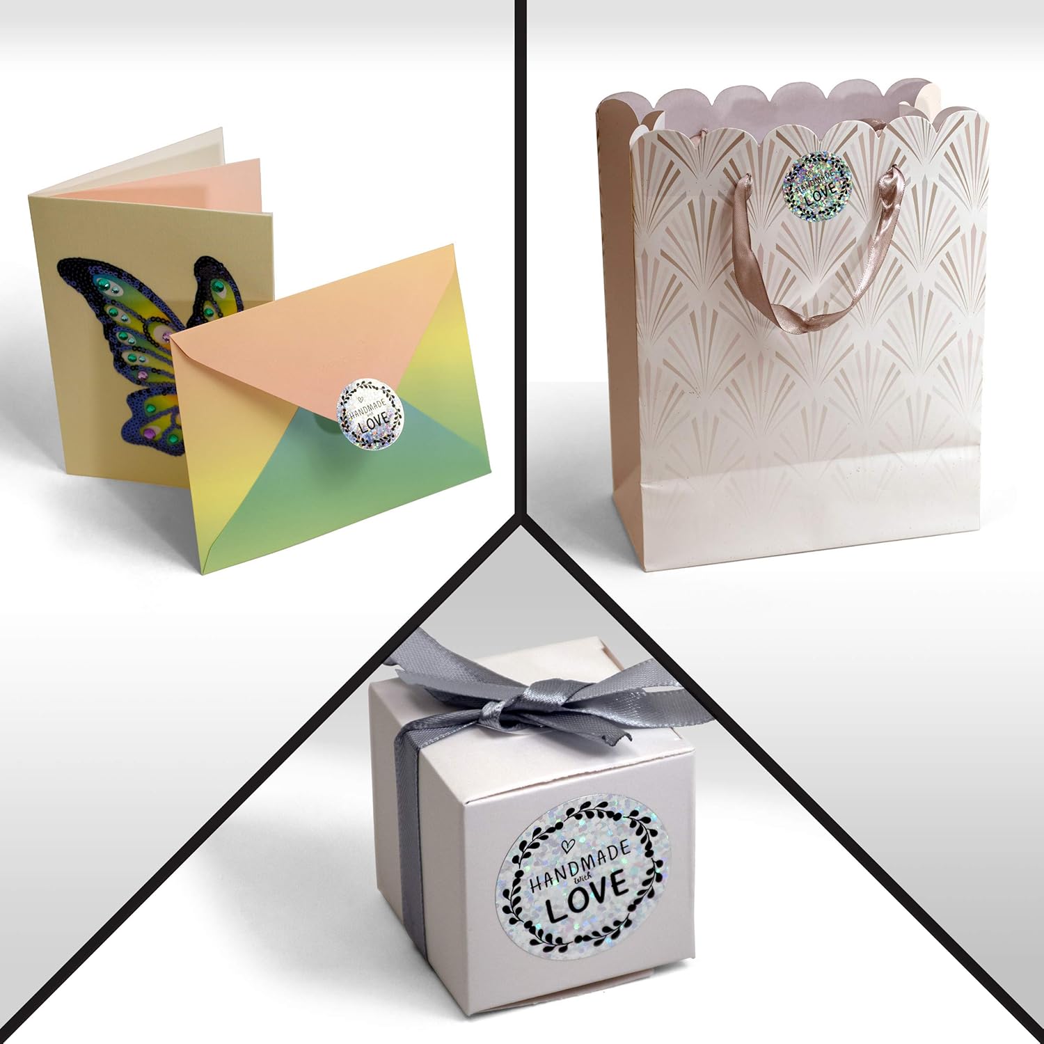 Kenco 1.5" Inch Handmade with Love Stickers, Made in The USA! for Envelopes, Boxes, Packaging and More - 500 Labels Per Roll (1 Pack 500 Stickers, Holo) - Image 3