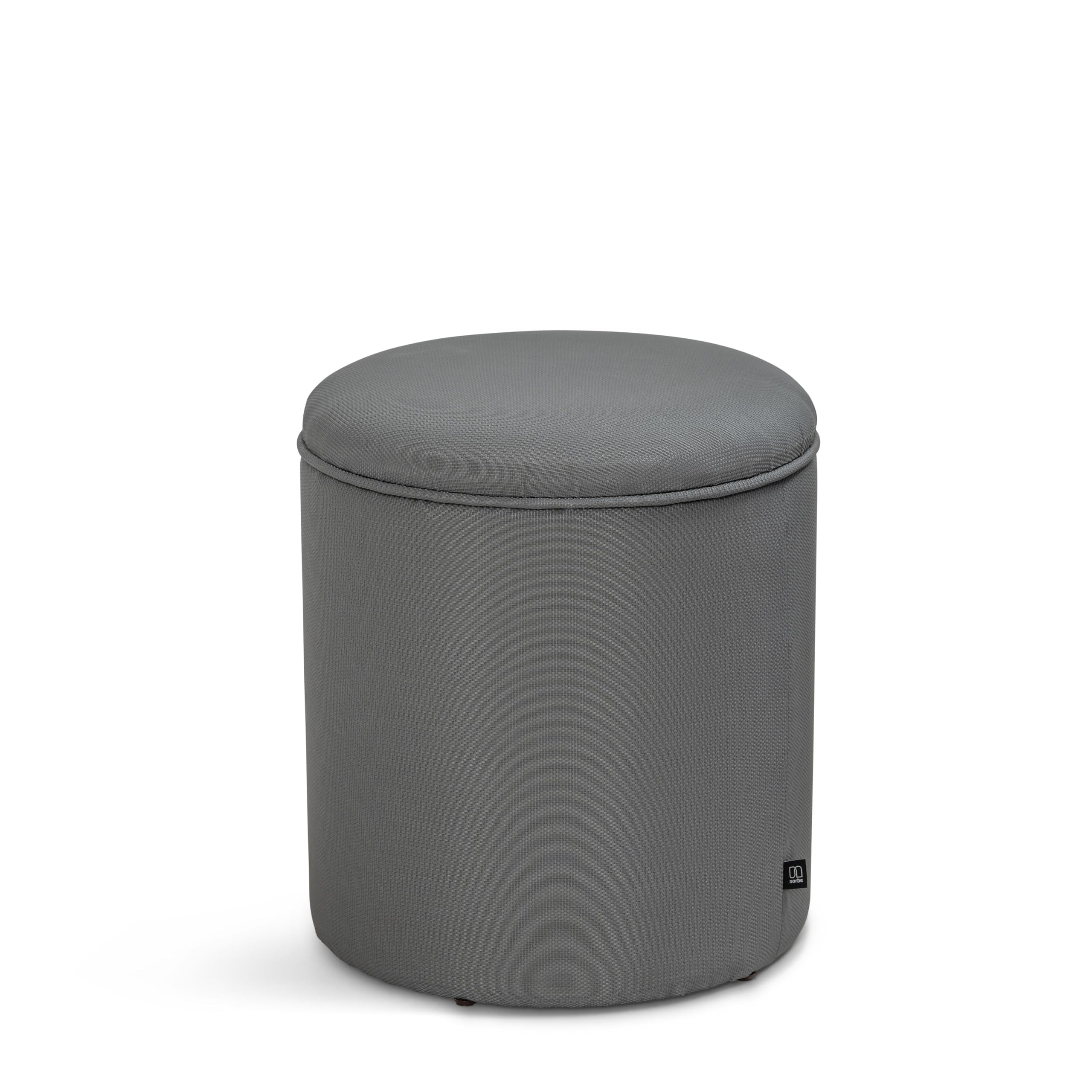Norbe | MILO | Set Pouf Contenitore e Pouf Poggiapiedi da Outdoor in Tessuto Oxford| Seduta da Esterno/interno| Sgabello Poggiapiedi Veranda impermeabile| Poltroncina Bimbi da giardino| (Grigio Tela)