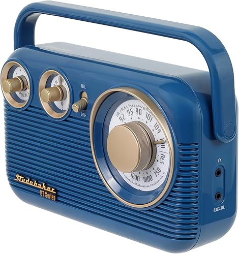 Miniatura 4 de Studebaker SB2003BTBL Bluetooth Retro Radio AM/FM portátil con CA o operación de batería (azul) Azul,Oro Rosa,verde