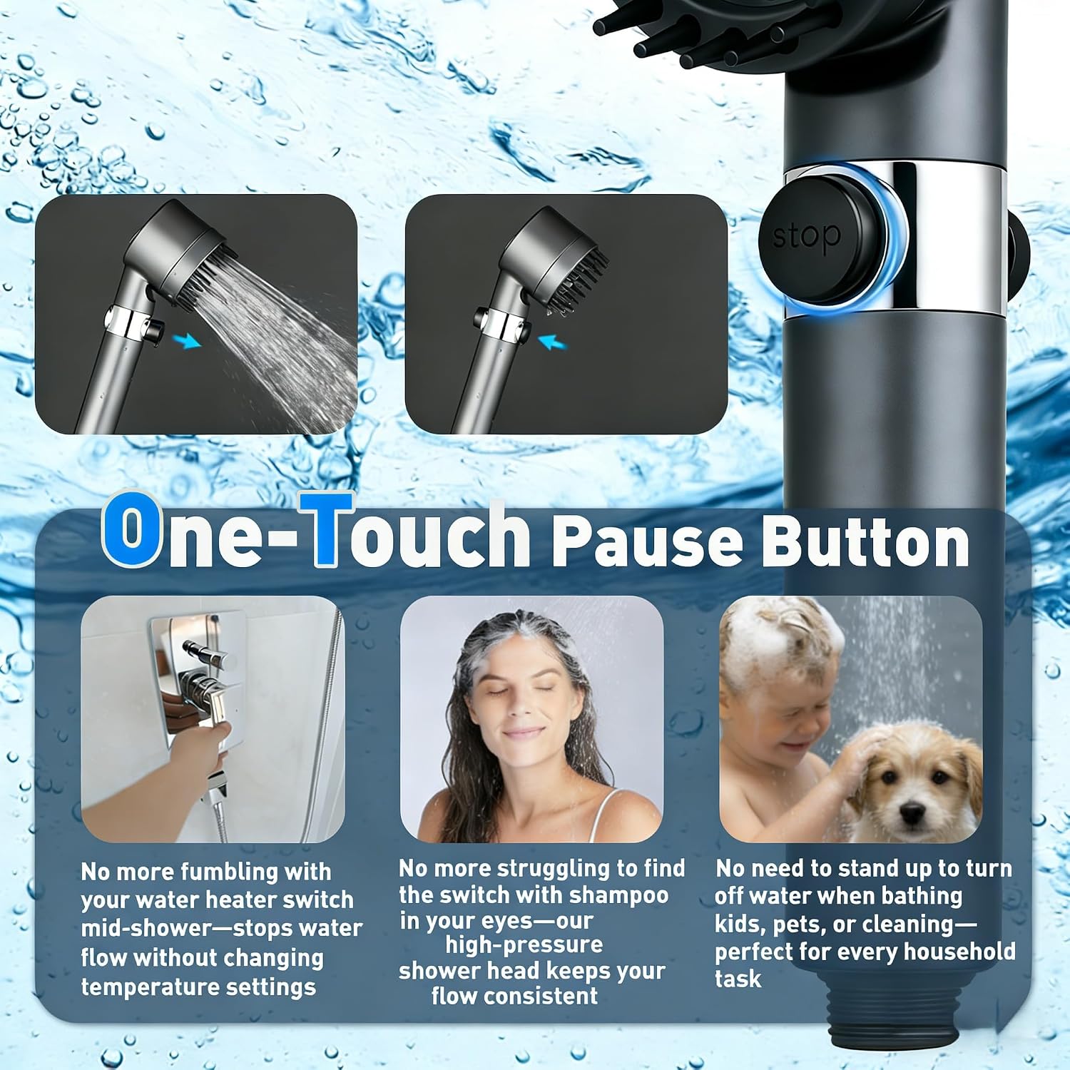 Filtered Shower Head with Handheld & 4 Replacement Filters, High Pressure 18-Layer Filtration Shower Head for Hard Water, 4 Spray Modes Power Wash Shower Wand for Pet & Children Bathing image 4