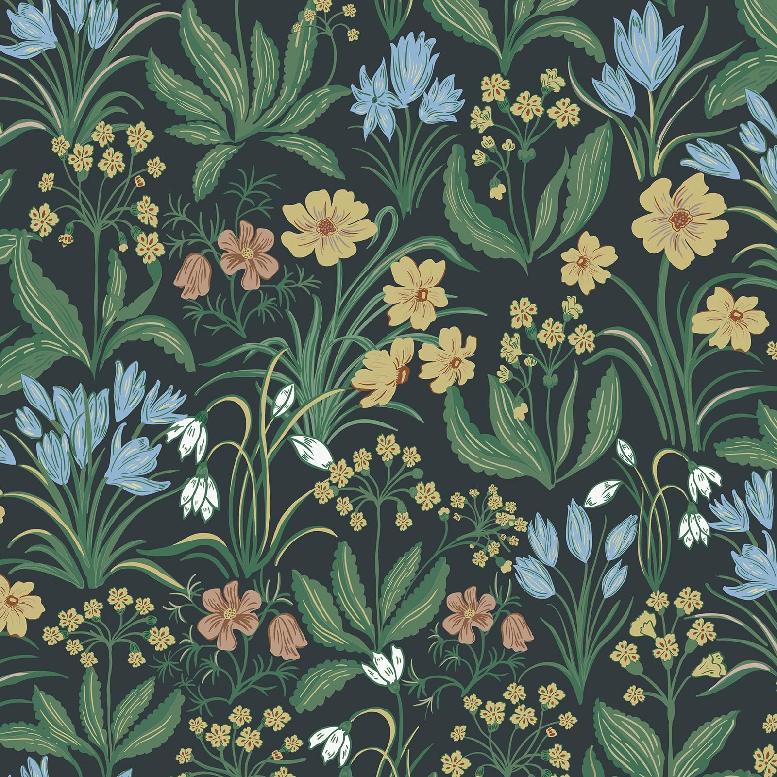 Yomshi Peel and Stick Wallpaper Green Contact Paper 44 x 300 cm Vintage Floral Wallpaper Vinyl Film for Drawers Furniture Dining Room Bedroom Textured Waterproof Removable