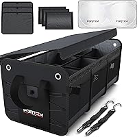 Vista 1 de FORTEM Organizador de maletero de coche (3 compartimentos, negro) + parasol grande para parabrisas
