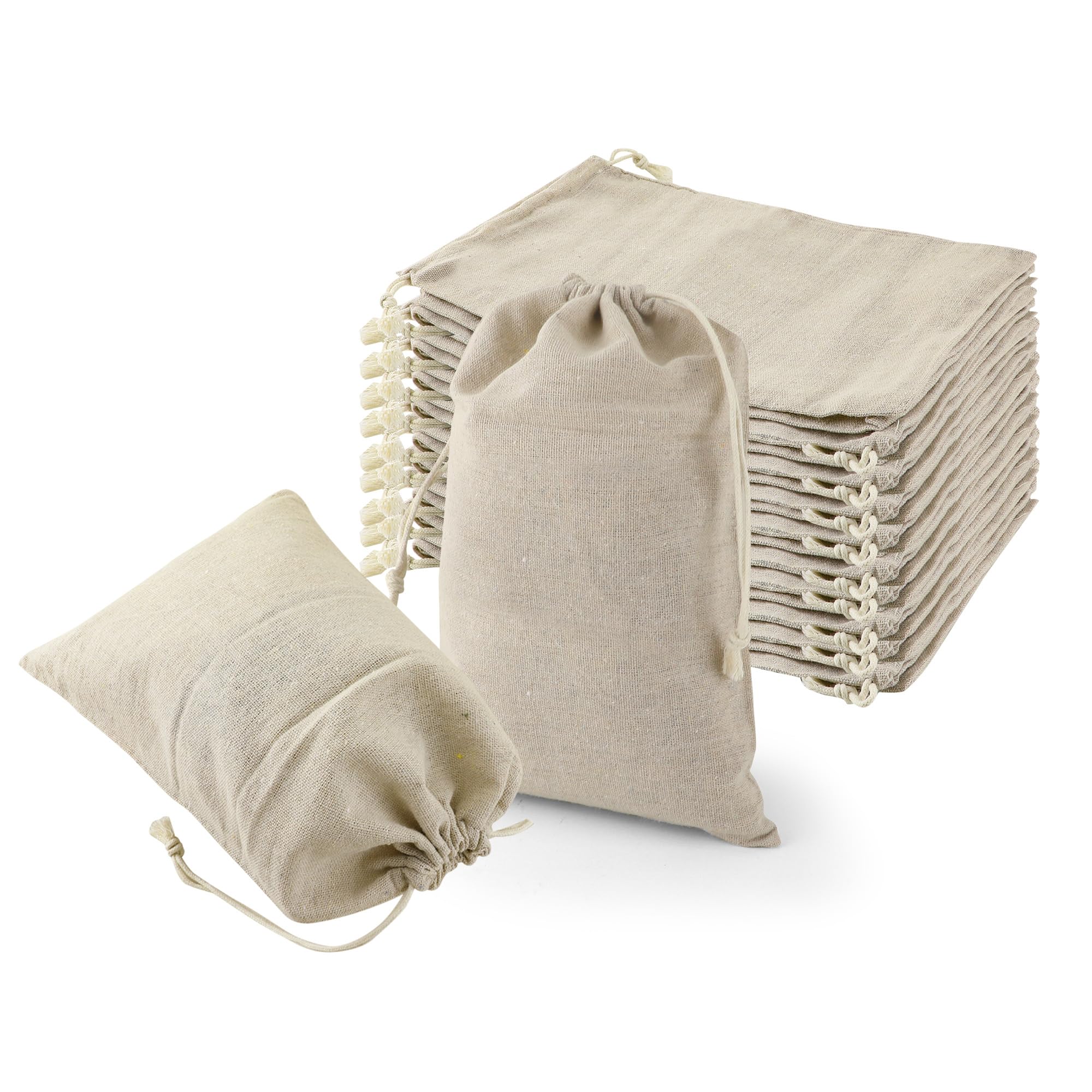 Bolsas pequeñas de algodón con cordón de muselina transpirable y lavable pack de 40
