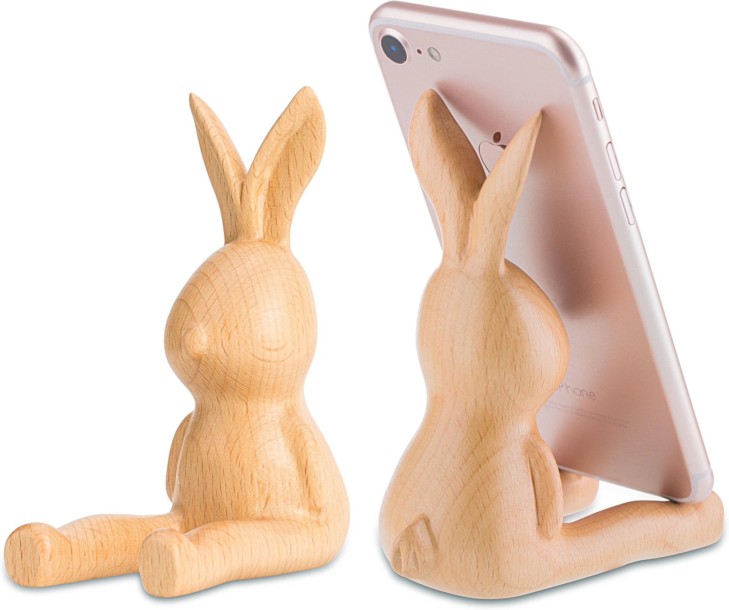 Phone Stand, AhfuLife® Wooden Rabbit Bunny Phone Holder/Stand, Desk Decoration Multi-Functional Supplies Organizer, Gift for Valentine's Day, Easter Day, Mothering Sunday