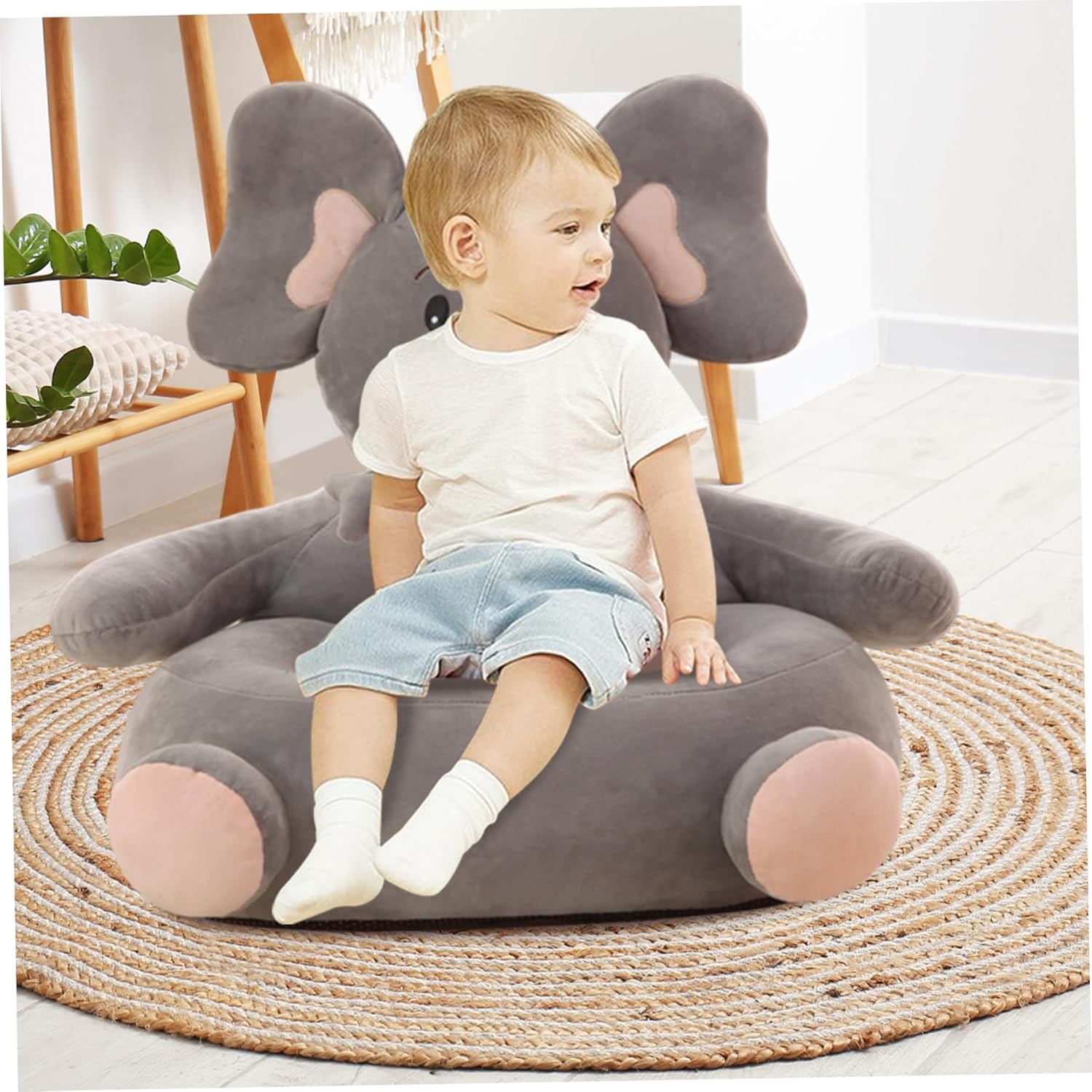 Kids Sofa 19.7x19.7x17.7 Inch Stuffed Plush Kids Armchair Cute Elephant Toddler Sofa Elastic Baby Armchair for Bedroom Furniture Home Decor Baby Toddler