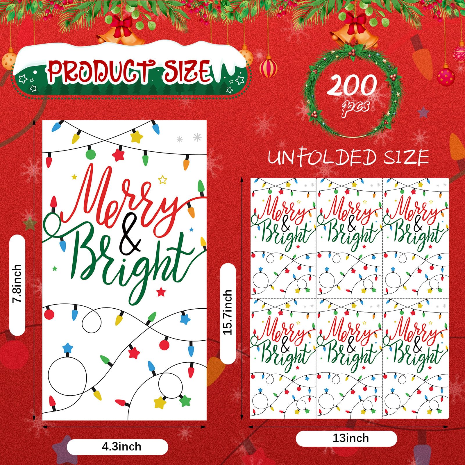 Sherr Paquete de 200 servilletas de Navidad, toallas de papel ligeras de Navidad para invitados, servilletas de baño desechables de 2 capas, toallas de mano de papel decorativas para Navidad,
