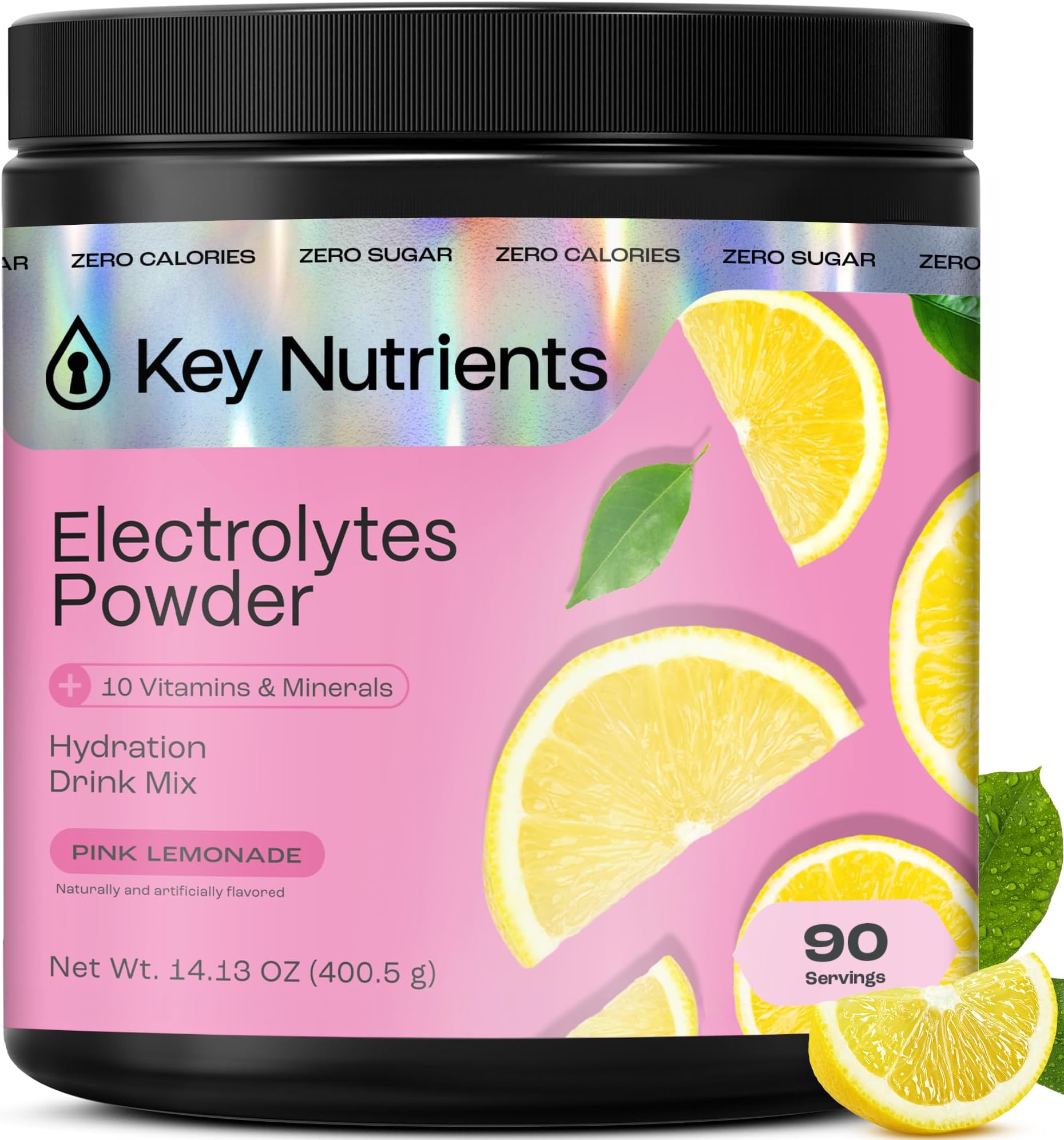 Multivitamin Electrolytes Powder No Sugar - Fresh Pink Lemonade Electrolyte Powder - Endurance & Energy Supplement - Hydration Powder - No Calories - 90 Servings - Made in USA