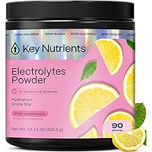 KEY NUTRIENTS Multivitamin Electrolytes Powder No Sugar - Fresh Pink Lemonade Electrolyte Powder - Endurance &amp; Energy Supplement - Hydration Powder - No Calories - 90 Servings - Made in USA