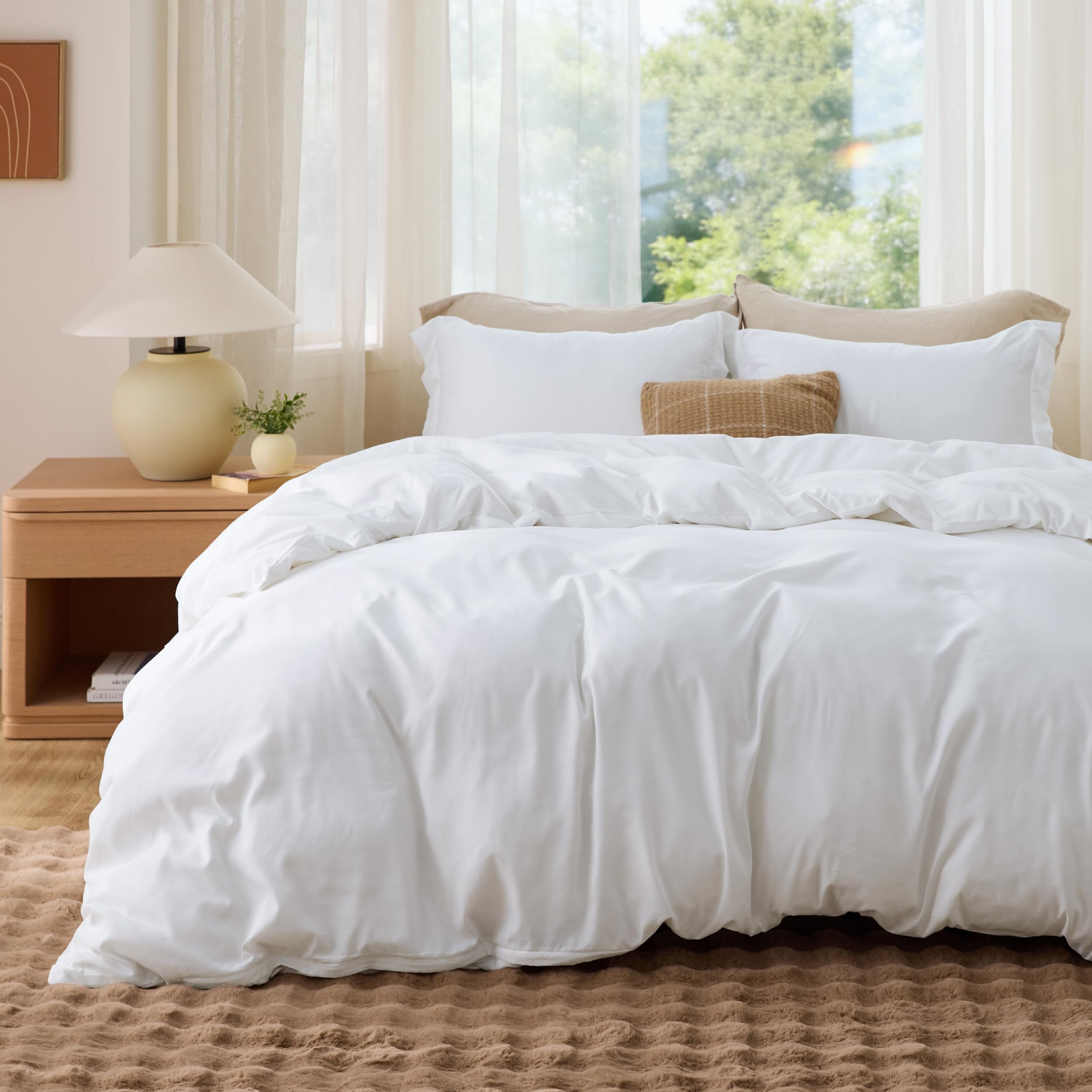 Bedsure White Duvet Cover Queen Size - Soft Double Brushed Bedding Set for Kids Adults Zipper Closure 3
