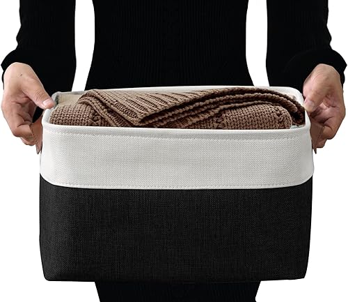 Miniatura 4 de DECOMOMO - Contenedores de tela para almacenamiento para estantes, armarios, ropa blanca, estante de bebé, juguete, cubos decorativos con asas