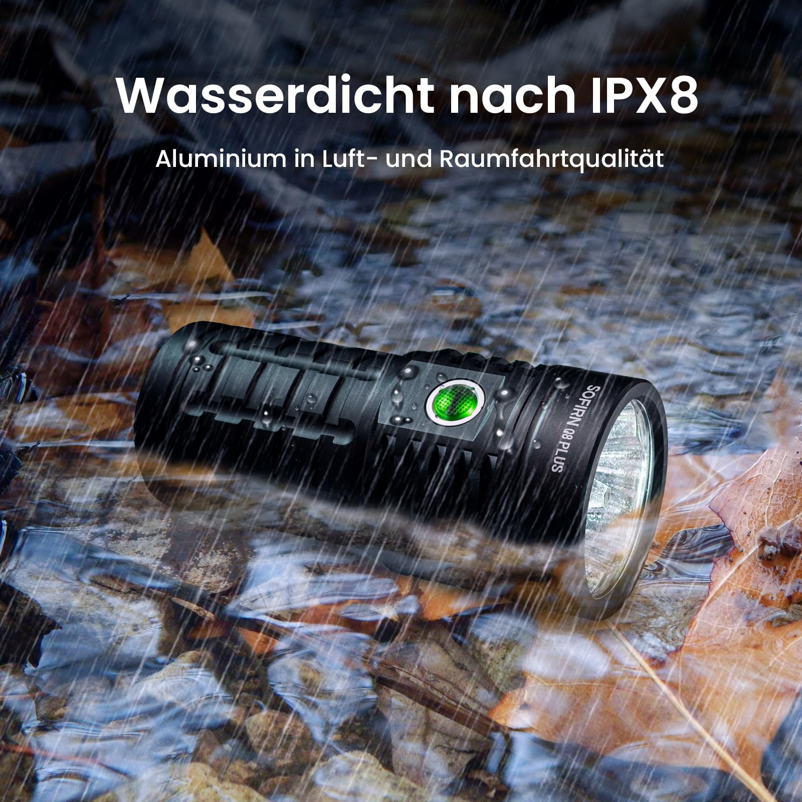 Sofirn Q8 Plus Taschenlampe Superhell 16000 Lumen, USB C, 6x Extrem helle LEDs für Camping, Wandern, Outdoor