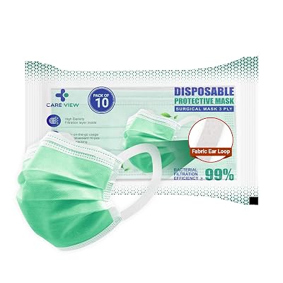 Careview N95 3 Ply Disposable Face Mask with FABRIC Earloop, Certified by BFE>99% and PFE > 95%, SITRA, DRDO, ISO and CE