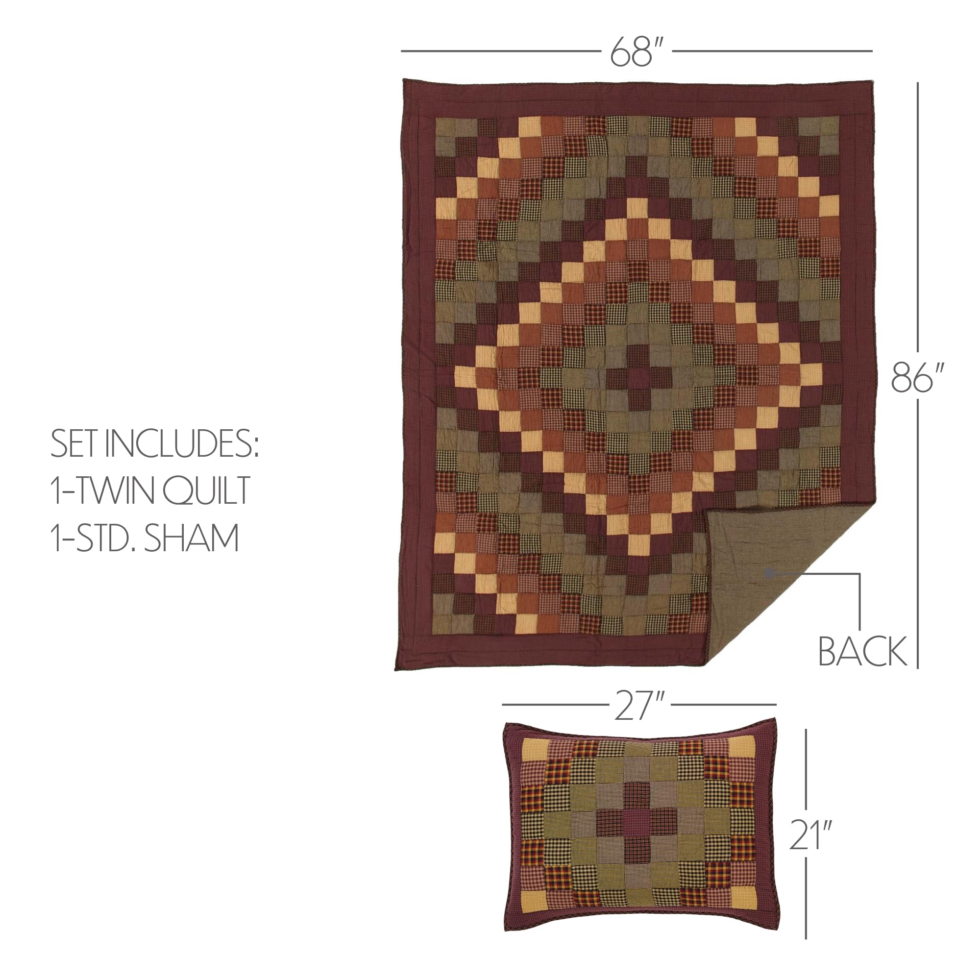 VHC Brands Heritage Farms Yellow Quilted Coperta 100% Cotone 60x50 – Trapunta Rovesciabile Con Tasca Portabastone
