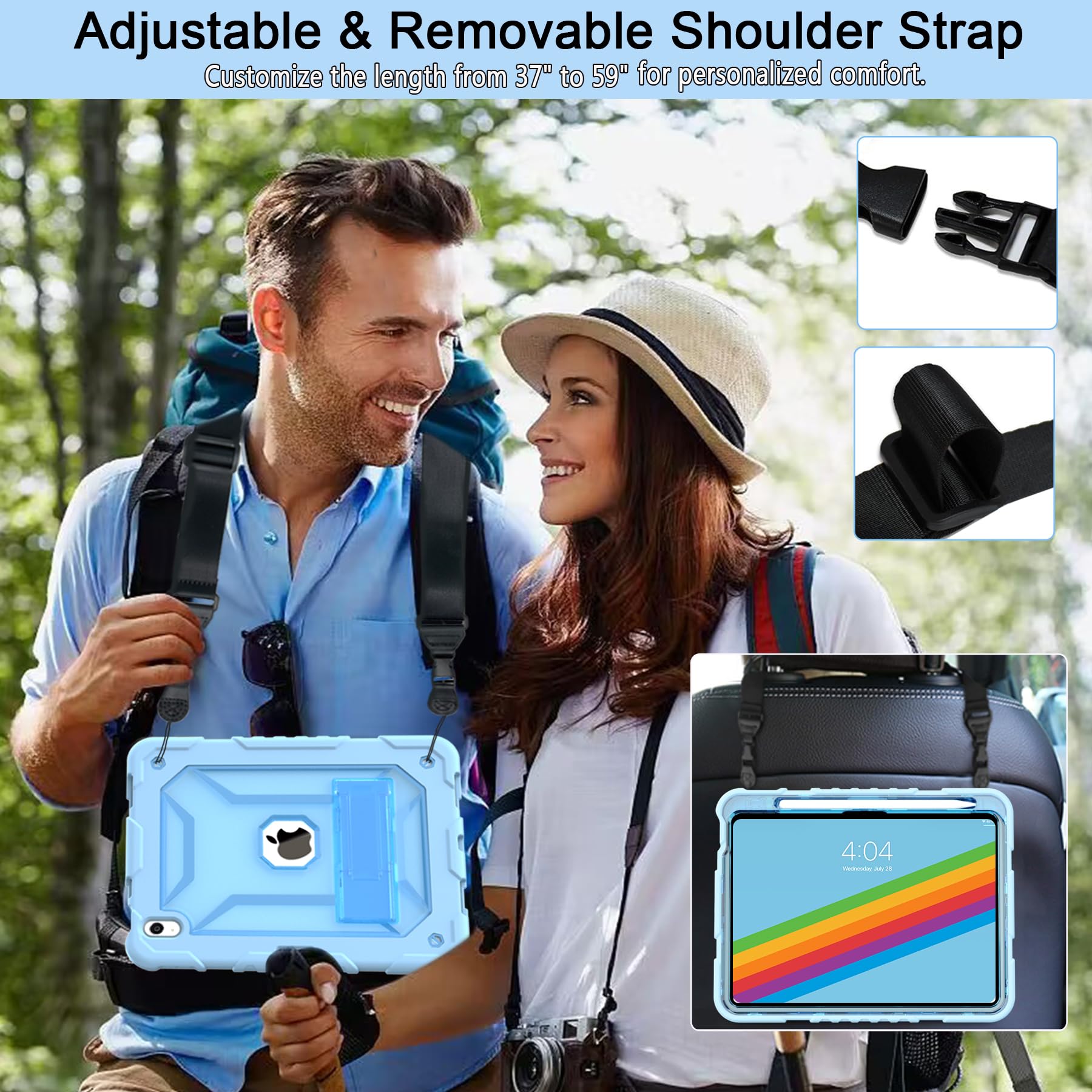 TIMISM Case for iPad 10th Generation 2022 iPad A16 11 Inch 2025 with Pencil Holder & Kickstand Translucent Hard PC Back Cover Heavy Duty Shockproof Protective Case for iPad 1110 Clear Blue product thumbnail 3