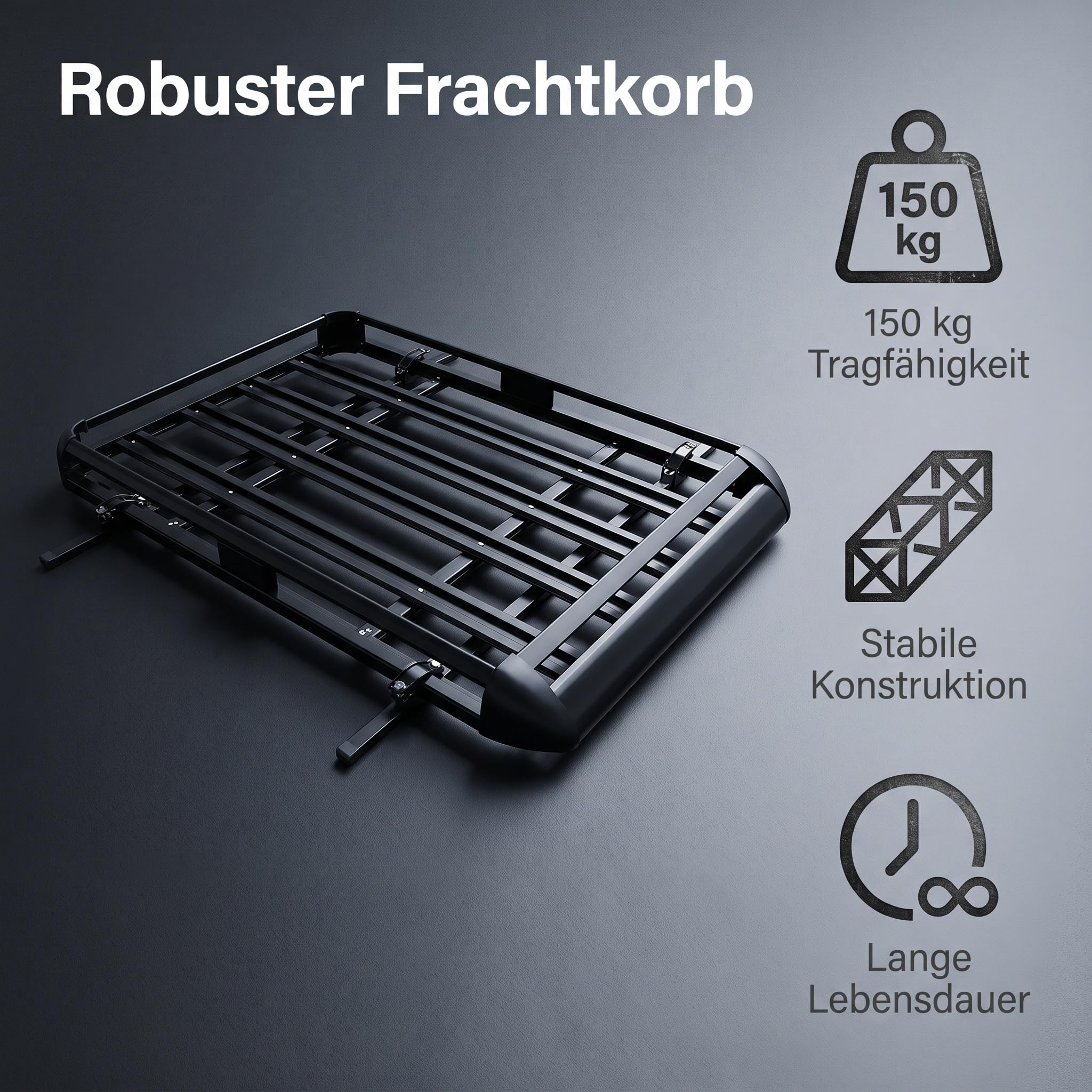 Barres de toit de voiture, barres de toit en aluminium, panier de toit en aluminium avec déflecteur de vent, charge maximale 150 kg, largeur réglable, convient pour SUV avec porte-bagages intégrés
