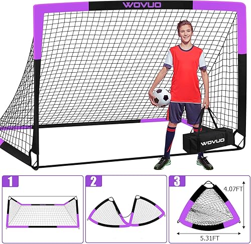Miniatura 5 de Kids Soccer Goals for Backyard Set of 2, 6x4 ft Portable Toddler Soccer Goal Training Equipment with Soccer Target, Ball, Cones, Soccer Net for Kids