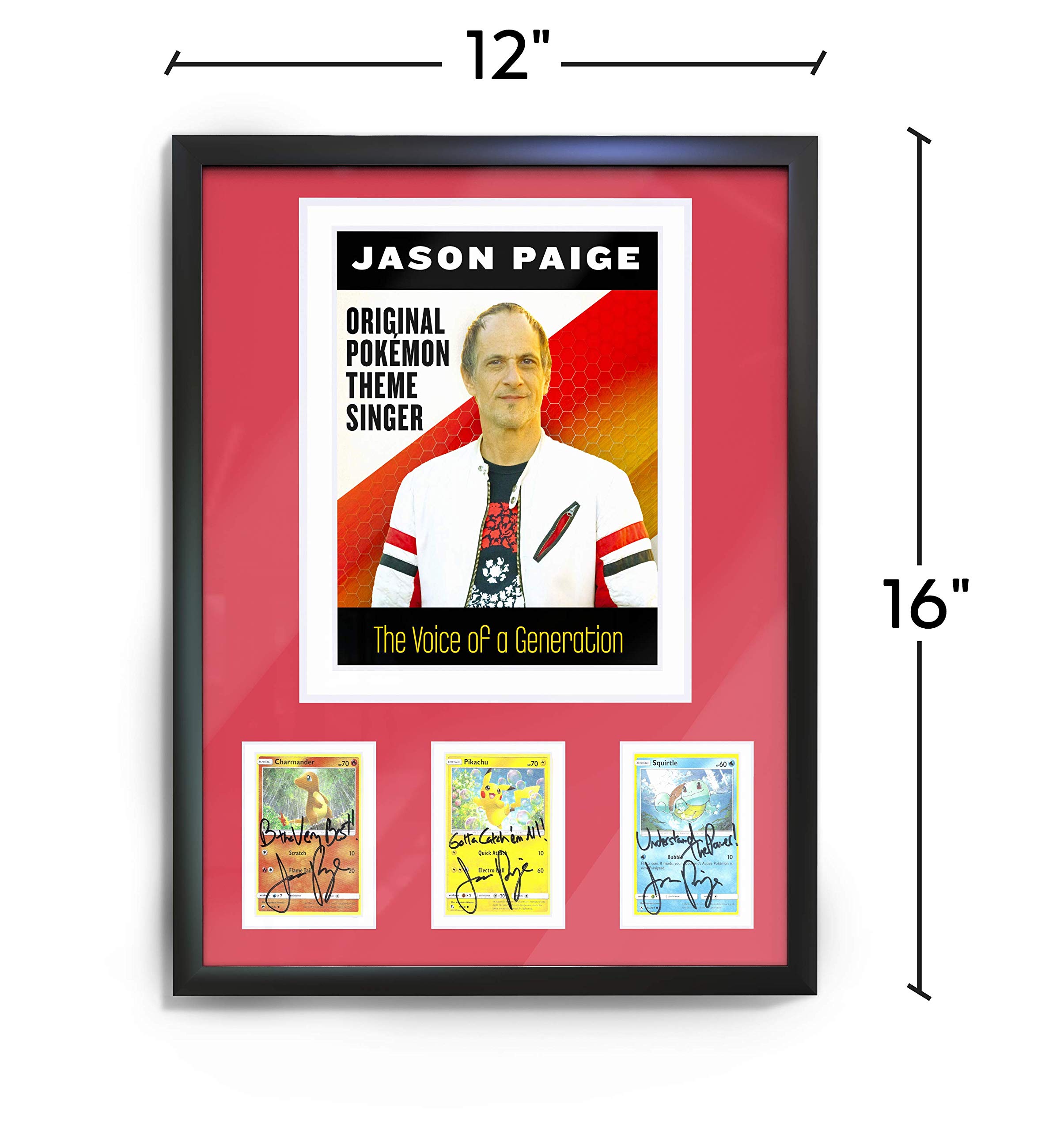 Original Pokémon Theme Song Singer Jason Paige Photo Frame with 3 Signed Pokémon Cards Home & Kitchen