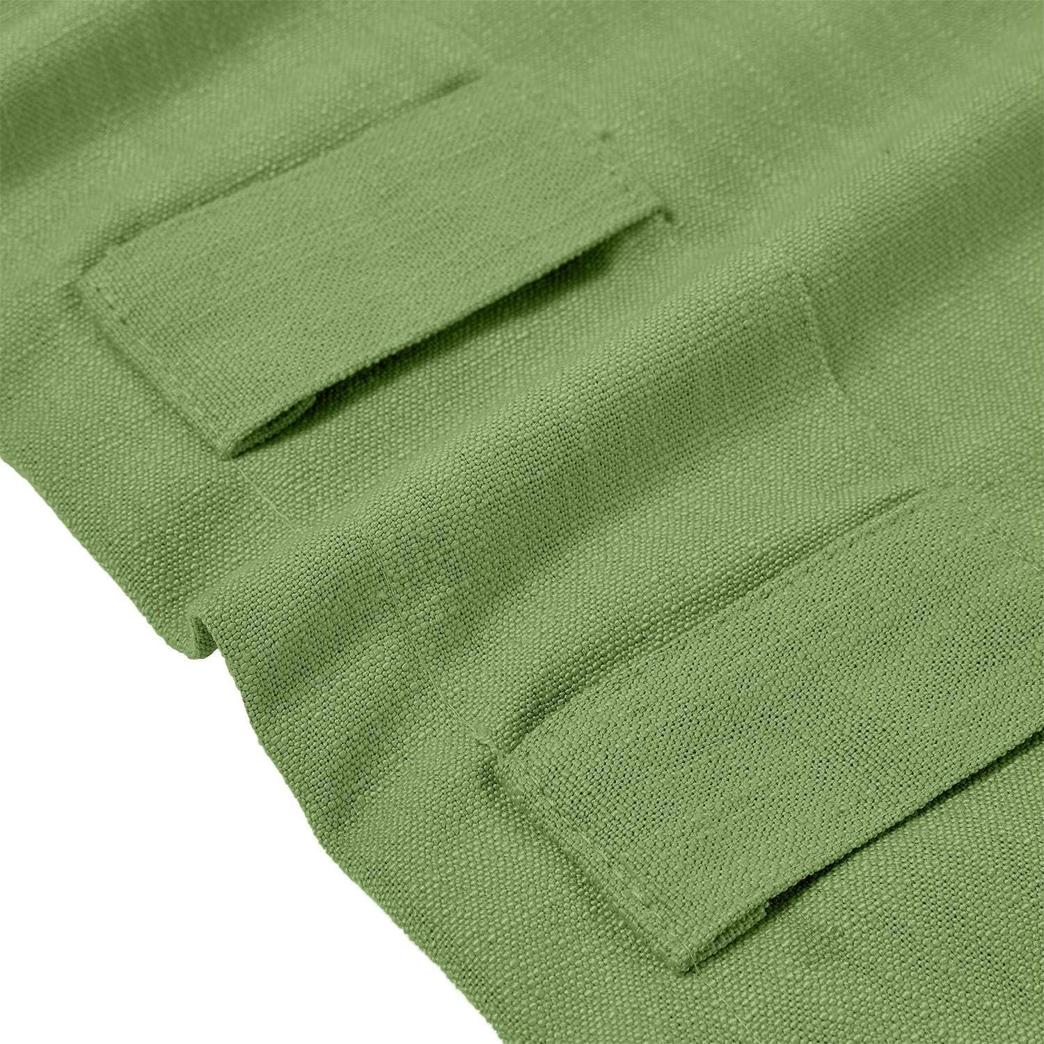 TWOPAGES Heavyweight Solid Olive Back Tab Curtain for Living Room, Window Drape Linen Cotton Natural Curtain (1 Panel, 72 x 102 Inches)
