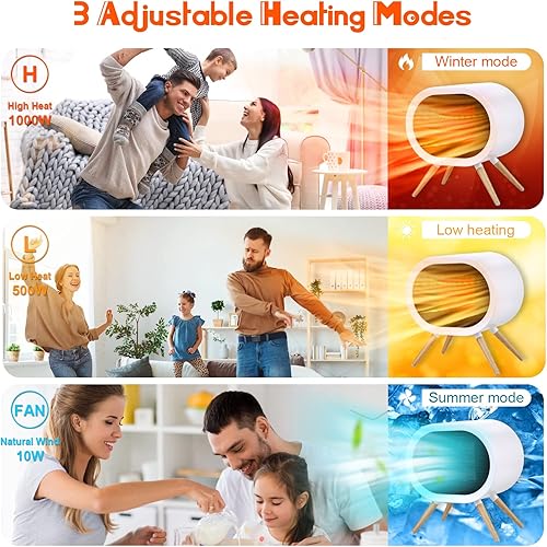 Miniatura 4 de FEASYD Calentador de espacio calentadores de espacio pequeño de 1000 W para uso en interiores calentador de cerámica PTC de calentamiento rápido