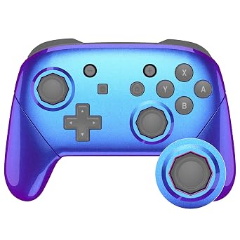 eXtremeRate Chameleon Purple Blue Faceplate Backplate Handles Cover, Octagonal Gated Sticks Design DIY Replacement Grip Housing Shell for Nintendo Switch Pro Controller - Controller NOT Included