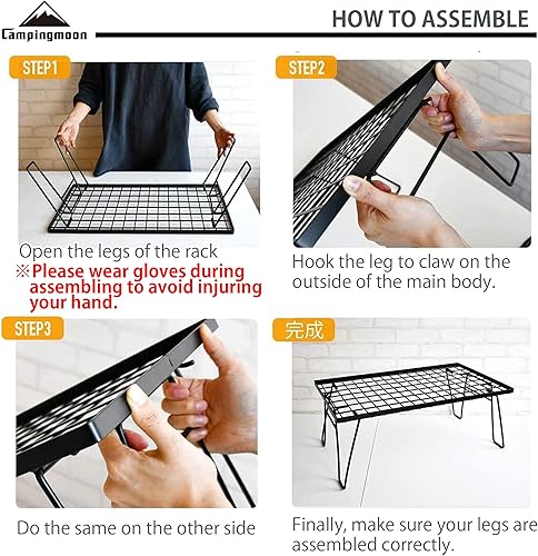 Miniatura 5 de CAMPINGMOON Estante de almacenamiento apilable multiusos plegable, chapado en acero negro