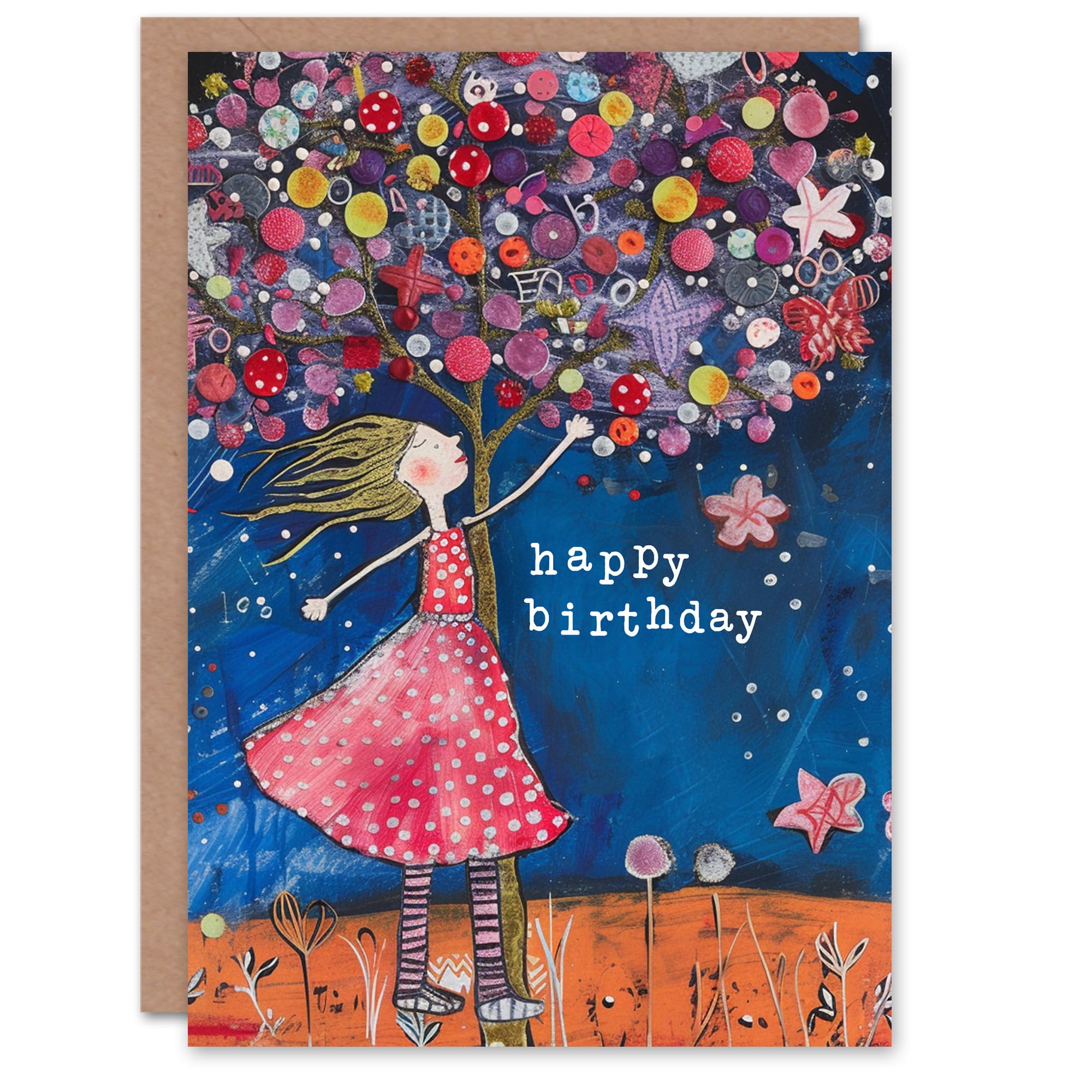 Artery8 Birthday Card Girl by Button Tree Art For Child Kids Son Daughter Greeting Card