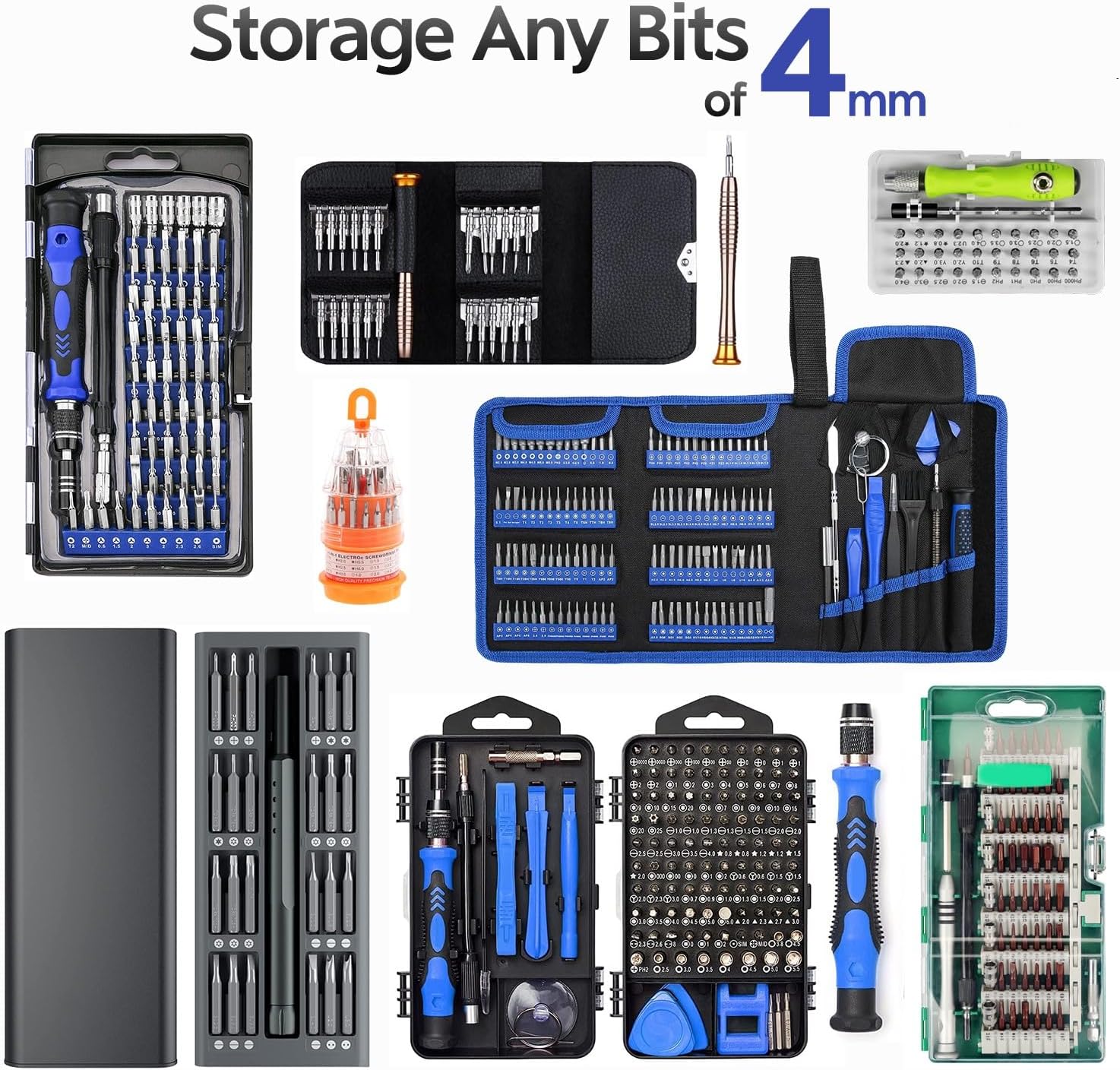 Small Screwdriver Bits Organizer, Screwdriver Bits Holder, 4 Reusable Storage Boxes for Screw Bits, Suitable for 4mm Screw Driver Bits Set, Hand Tools Accessories