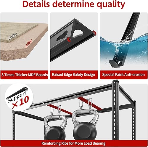 Miniatura 6 de REIBII Estantería de garaje de 48 pulgadas de ancho, estantes de almacenamiento de 3000 libras, estantería de metal ajustable de 5 niveles, estantes