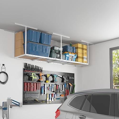 Miniatura 60 de Fleximounts - Estante de almacenamiento de garaje ajustable de 4 x 8 pulgadas, para techo, para garaje, resistente, 96 pulgadas de largo x 48