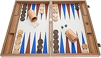 Vista 2 de WE Games Juego de backgammon de madera de lujo, interior azul y marrón, 19 pulgadas, hecho a mano en Grecia