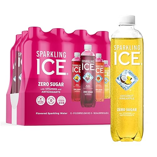 Sparkling Ice, Paquete Familiar Rosa. Botellas de 17 oz (Paquete de 12). Sabores: Cereza Negra, Durazno Nectarina, Coco Piña, Toronja Rosa - El