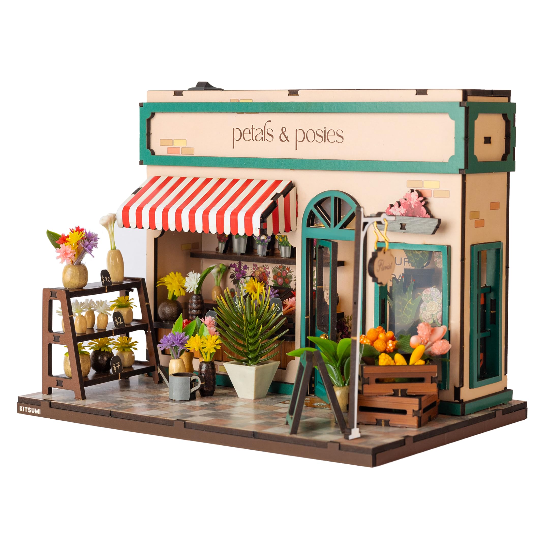 Kitsumi Petals & Posies DIY Miniature Flower Shop Kit with LED Lights | Wooden 3D Puzzle for Adults & Teens | Unique Birthday & Festive Gift for Craft Lovers-image-19