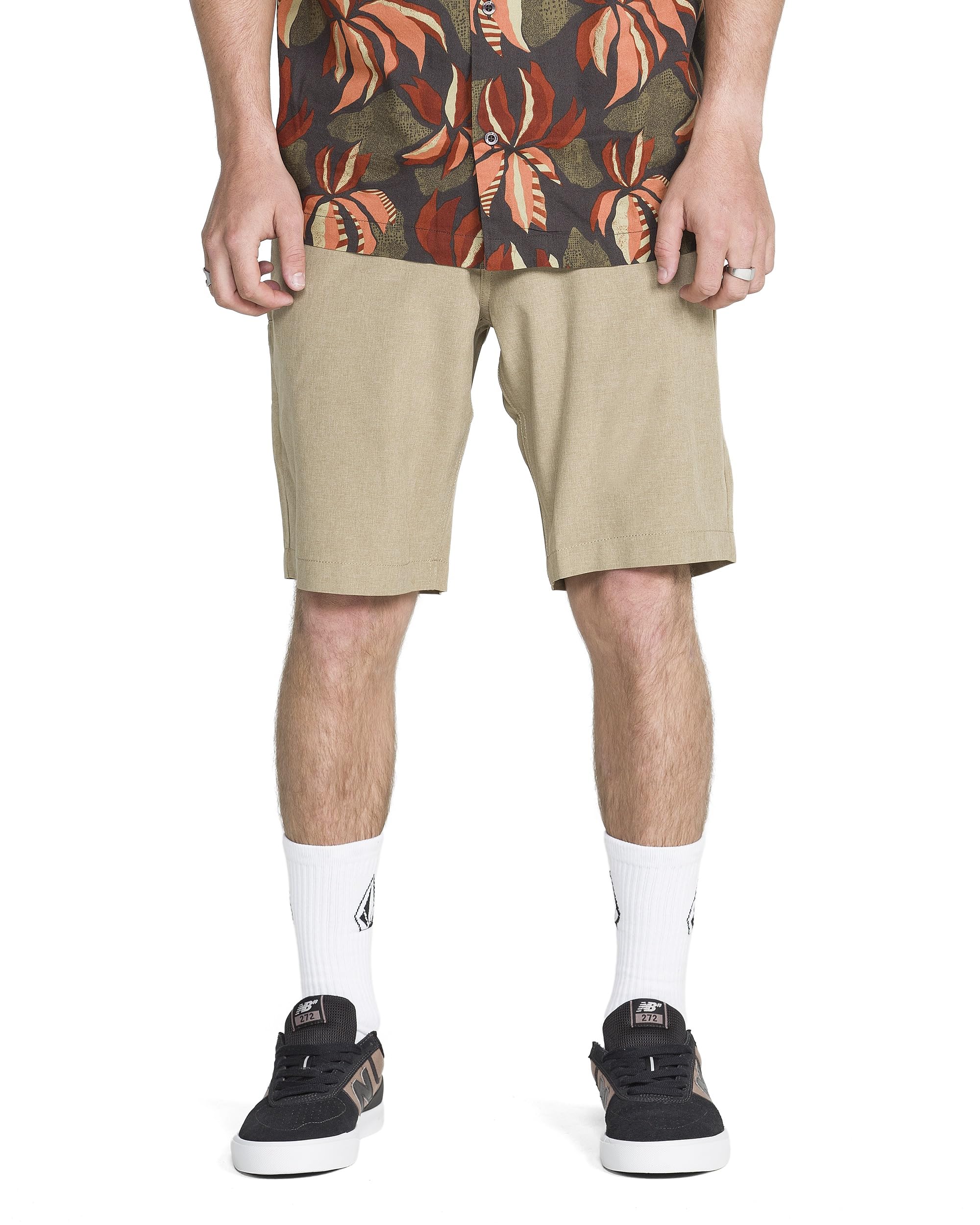 Volcom Men's Kerosene 21" Hybrid Shorts, Khaki, 28