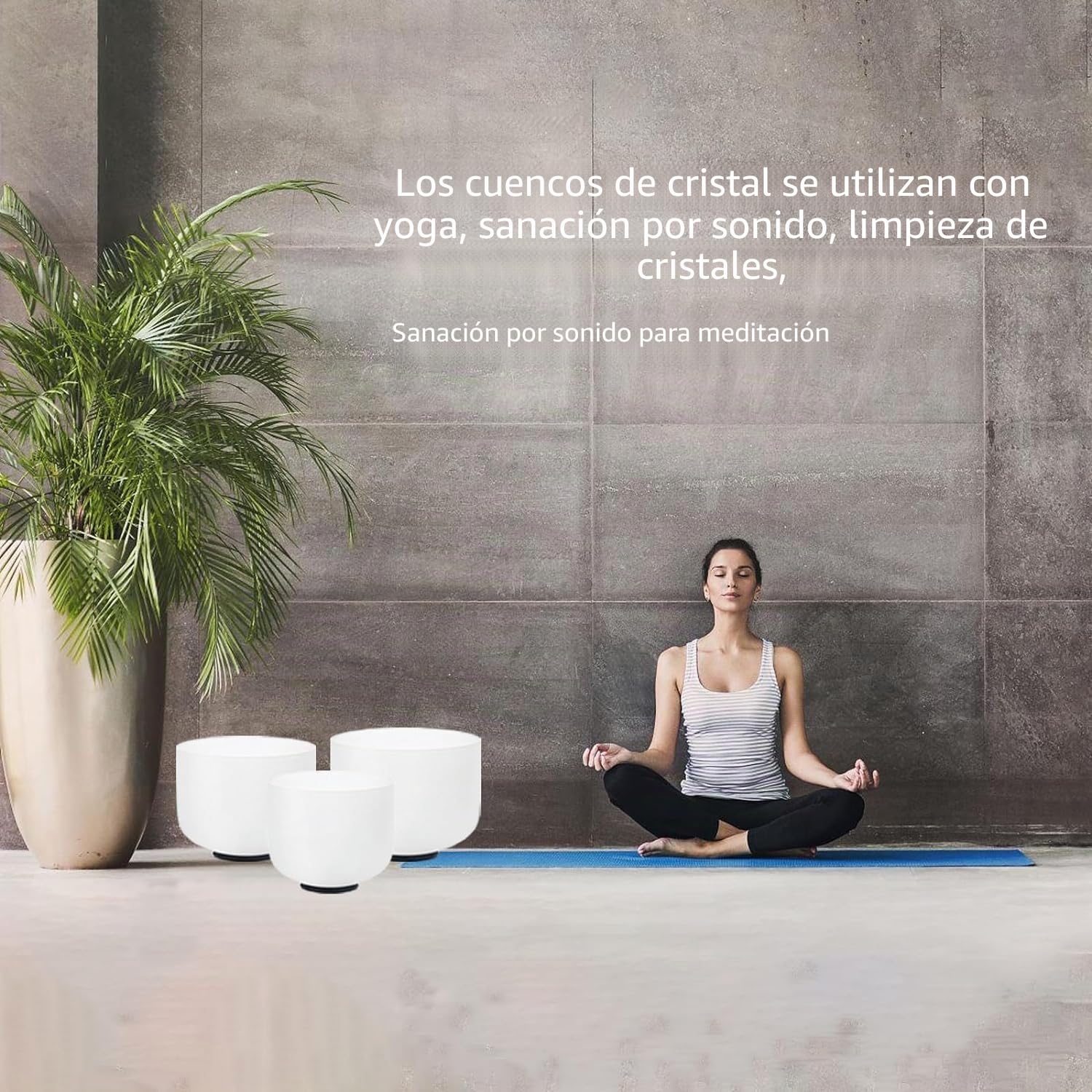 Hye-eun Juego de 3 cuencos de cristal de 15,2 a 25,4 cm, 432 Hz, 25,4 cm, 20,3 cm, para meditación, yoga, con funda de transporte, para mantener el equilibrio y terapia