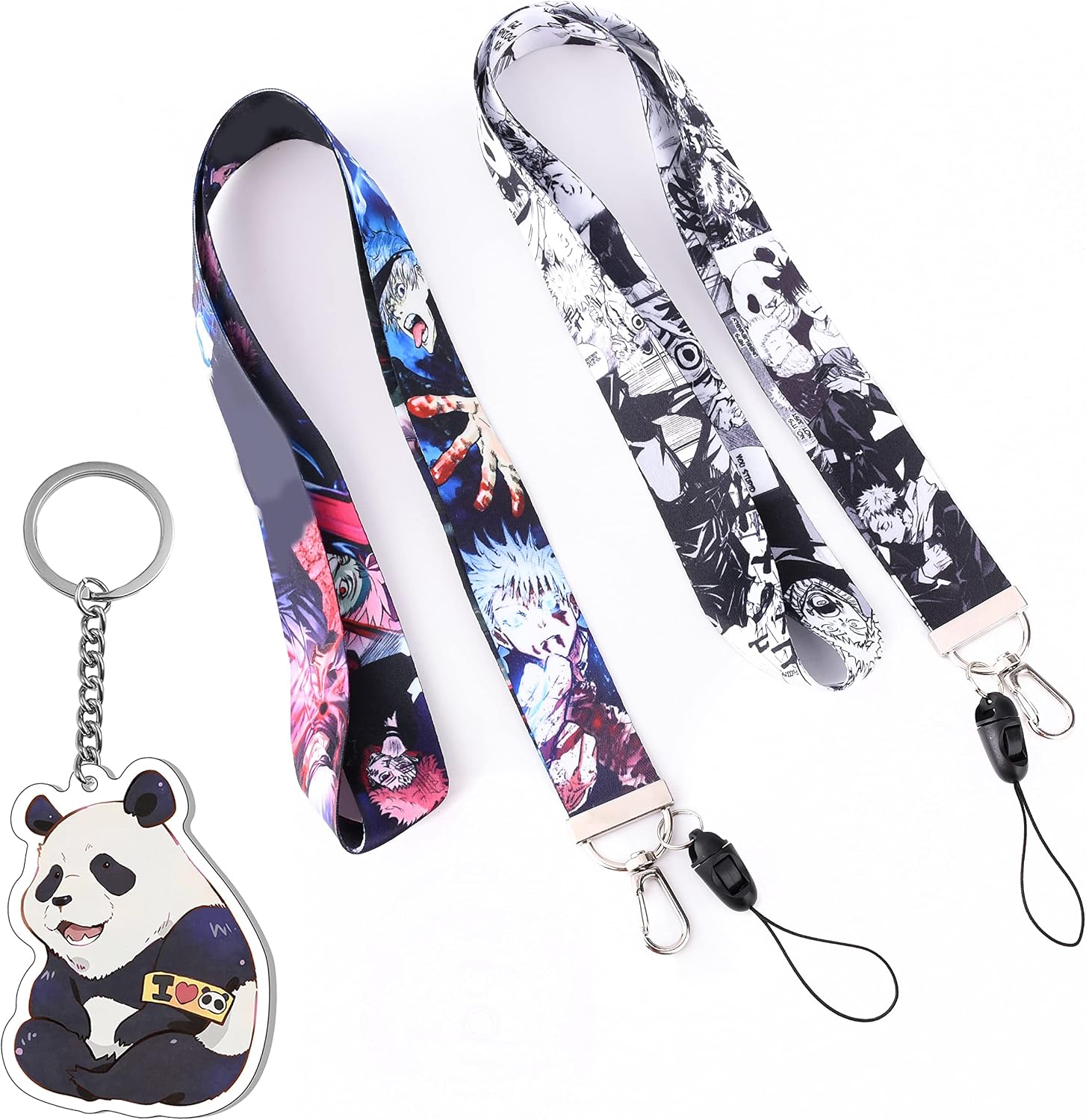 GTOTd Lanyard for Anime with Panda Keychains Id Holder (2 Pack) for Keys String Wallet .Cute Merch Anime Party Supplies for Women Men Teens Gifts