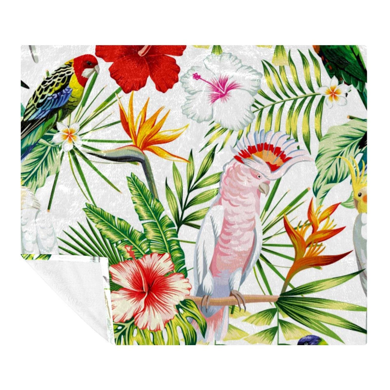 Couverture microfibre légère imprimé exotique, plaid chaud et lavable pour lit