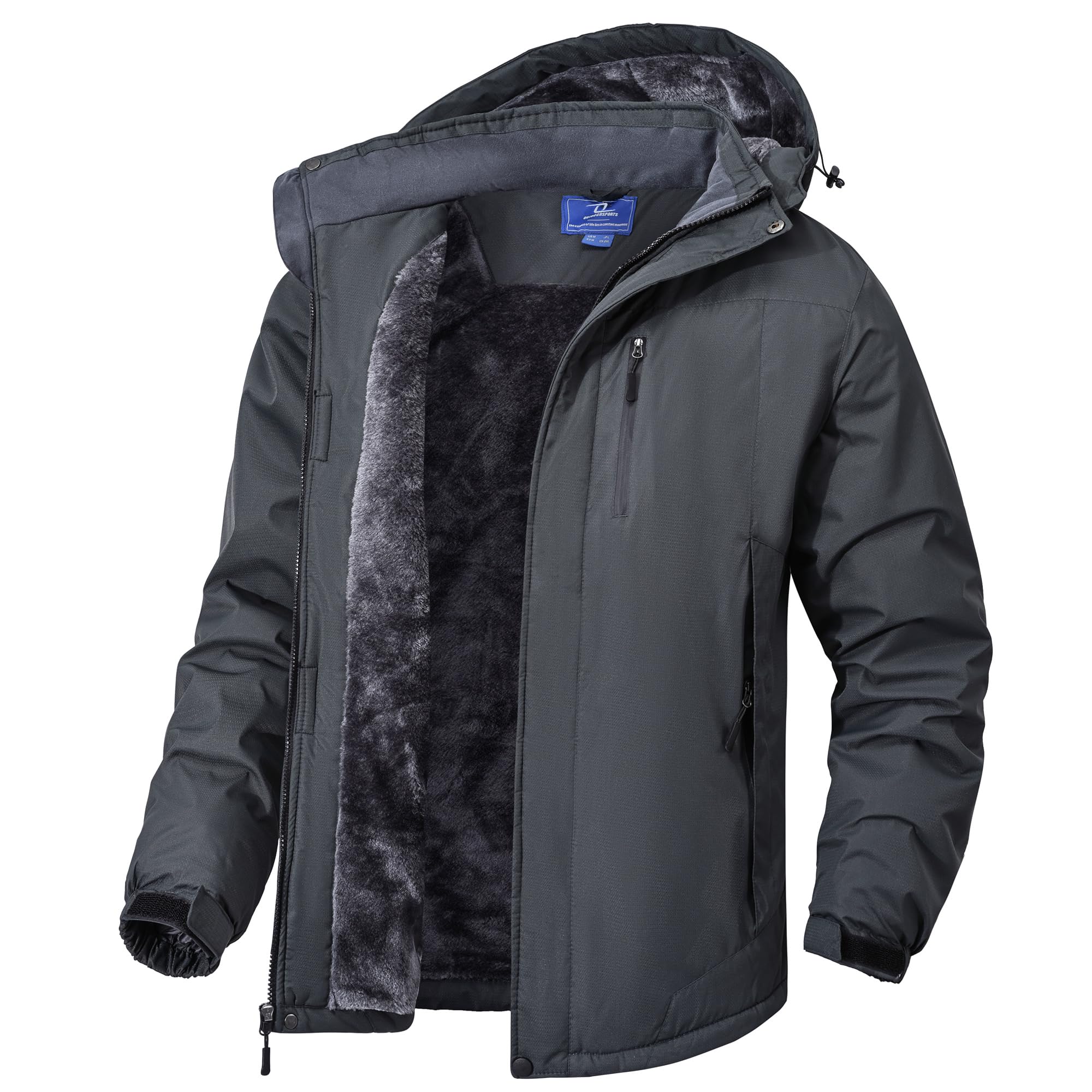 Zzkouine Impermeabile Giacca Da Montagna In Pile Da Uomo Giacca Da Sci Calda Multi-Tasche Adatto Per Sport Invernali E Attività Outdoor In Montagna Antivento Impermeabile E Traspirante