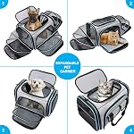 Airline Approved Pet Carrier, Large Soft Sided Pet Travel TSA Carrier 4 Sides Expandable Cat Collapsible Carrier with Removable Fleece Pad and Pockets for Cats Dogs and Small Animals