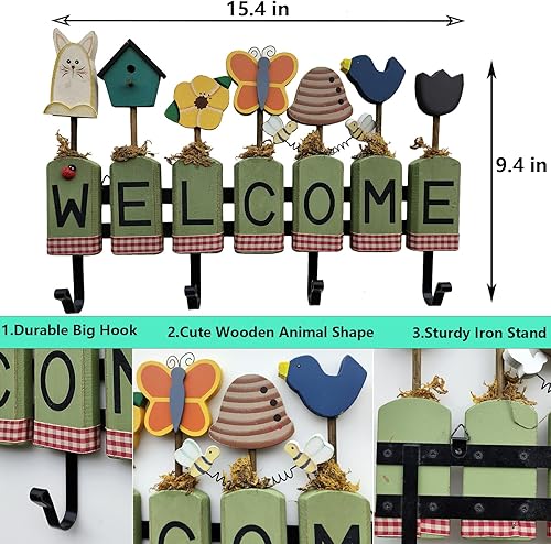 Miniatura 6 de AG-UNICORN Ganchos de bienvenida para colgar abrigos de pared, decoración de casa de campo, entrada de sala de estar, ganchos rústicos de metal