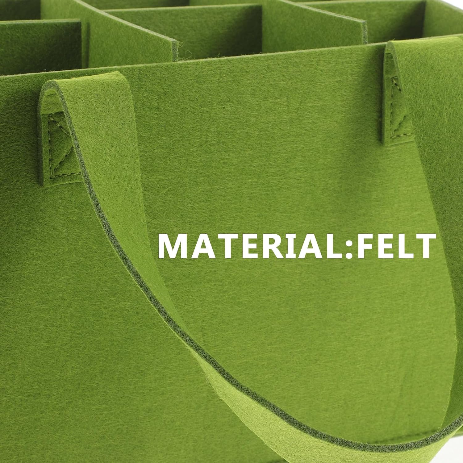 Reusable Felt Wine Storage Bag Green for 6 Bottles