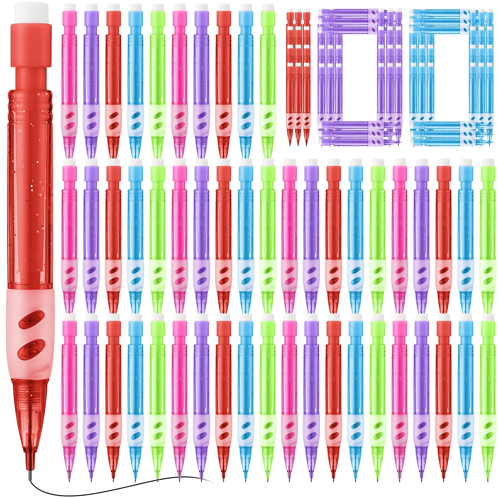 Fuyoooo 100 Pcs Mini Mechanical Pencils Automatic Pencils with Erasers 0.7 mm Small Point for Writing Drawing Sketching Home Office School Supplies