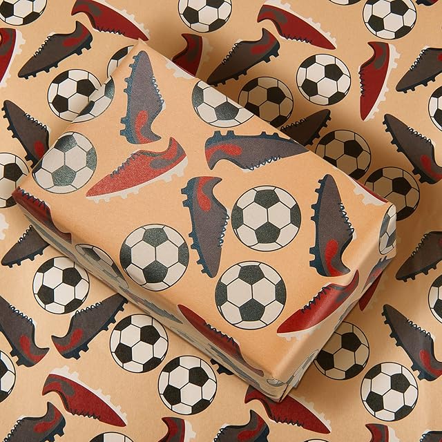 6 Sheets Football Wrapping Paper Cartoon Kids Birthday Wrapping Paper Kids Gift Wrapping Paper Rolls Cute Design 70 x 50 cm Boys Wrapping Paper Fun Wrapping Paper for Boys Girls Kids