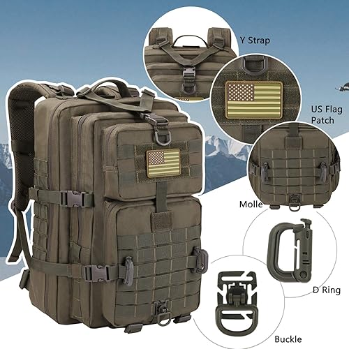 Vista 102 de Mochila táctica militar para campamento de 3 días, equipo de asalto para transportar carga, ligero y modular, Negro
