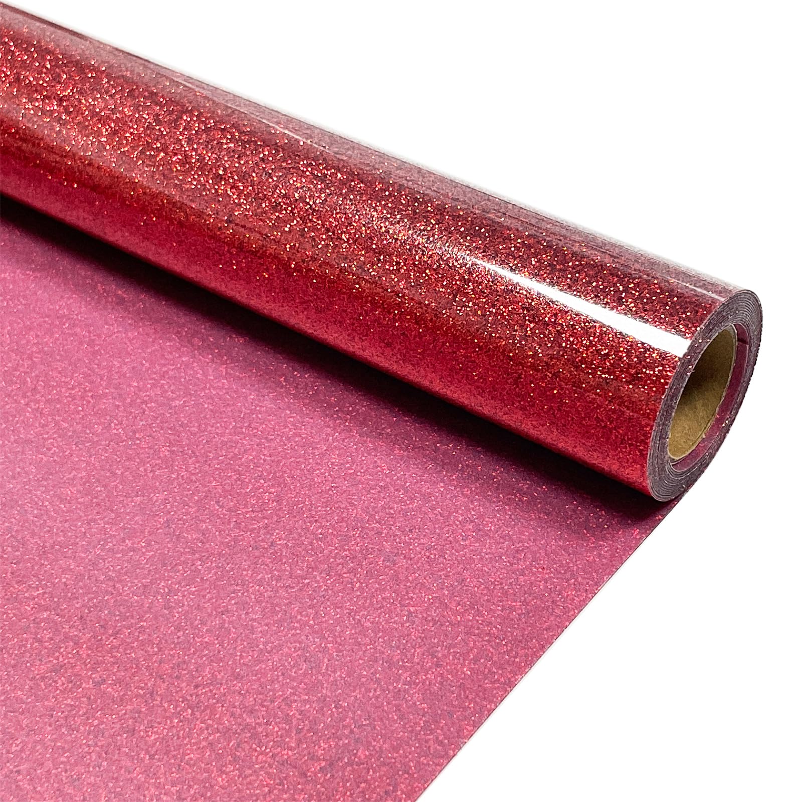 Red Glitter Heat Transfer Vinyl 12" x 5 ft HTV for Shirts, Glitter HTV for All Cutter Machine - Easy to Cut &amp; Weed for Heat Vinyl Design(Red)